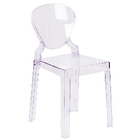 Ghost Chair with Tear Back in Transparent Crystal, OW-TEARBACK-18-GG