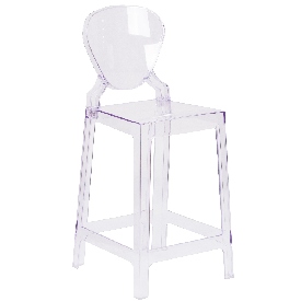 Ghost Counter Stool with Tear Back in Transparent Crystal, OW-TEARBACK-24-GG