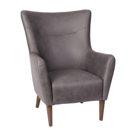Connor Traditional Wingback Accent Chair, Commercial Grade Faux Leather Upholstery and Wooden Frame and Legs, Dark Gray, QY-B235-DGY-GG Connor Traditional Wingback Accent Chair, Commercial Grade Faux Leather Upholstery and Wooden Frame and Legs, Dark Gray, QY-B235-DGY-GG
