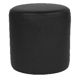 Barrington Upholstered Round Ottoman Pouf in Black LeatherSoft, QY-S10-5001-1-BKL-GG