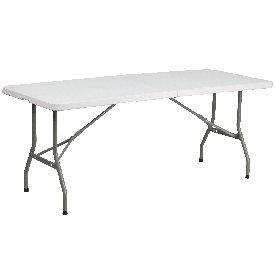 6-Foot Bi-Fold Granite White Plastic Folding Table, RB-3072FH-GG
