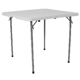 2.79-Foot Square Bi-Fold Granite White Plastic Folding Table with Carrying Handle, RB-3434FH-GG