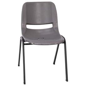 HERCULES Series 661 lb. Capacity Gray Ergonomic Shell Stack Chair with Black Frame and 16'' Seat Height, RUT-16-PDR-GY-GG HERCULES Series 661 lb. Capacity Gray Ergonomic Shell Stack Chair with Black Frame and 16'' Seat Height, RUT-16-PDR-GY-GG