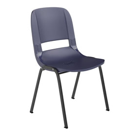 HERCULES Series 661 lb. Capacity Navy Ergonomic Shell Stack Chair with Black Frame and 16'' Seat Height [RUT-16-PDR-NAVY-GG], RUT-16-PDR-NAVY-GG