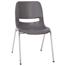 HERCULES Series 880 lb. Capacity Gray Ergonomic Shell Stack Chair with Chrome Frame and 18'' Seat Height, RUT-18-GY-CHR-GG HERCULES Series 880 lb. Capacity Gray Ergonomic Shell Stack Chair with Chrome Frame and 18'' Seat Height, RUT-18-GY-CHR-GG