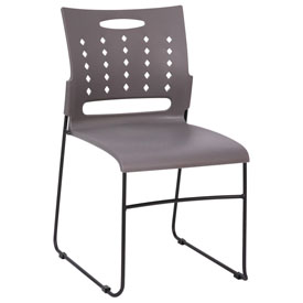 HERCULES Series 881 lb. Capacity Gray Sled Base Stack Chair with Air-Vent Back, RUT-2-GY-BK-GG HERCULES Series 881 lb. Capacity Gray Sled Base Stack Chair with Air-Vent Back, RUT-2-GY-BK-GG