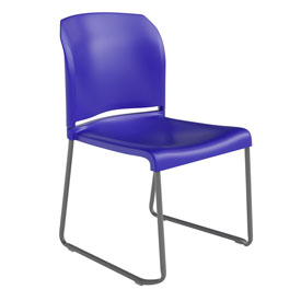 HERCULES Series 880 lb. Capacity Blue Full Back Contoured Stack Chair with Gray Powder Coated Sled Base, RUT-238A-BL-GG HERCULES Series 880 lb. Capacity Blue Full Back Contoured Stack Chair with Gray Powder Coated Sled Base, RUT-238A-BL-GG