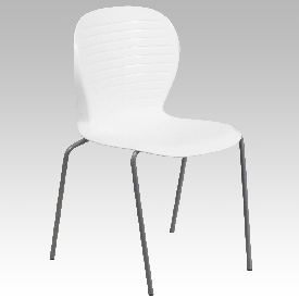 HERCULES Series 551 lb. Capacity White Stack Chair, RUT-3-WH-GG