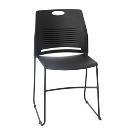 HERCULES Series Commercial Grade 660 lb. Capacity Black Plastic Stack Chair with Black Powder Coated Sled Base Frame and Integrated Carrying Handle, RUT-NC499A-BK-GG HERCULES Series Commercial Grade 660 lb. Capacity Black Plastic Stack Chair with Black Powder Coated Sled Base Frame and Integrated Carrying Handle, RUT-NC499A-BK-GG