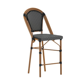 Bordeaux Stackable Indoor/Outdoor French Bistro 26" High Counter Height Stool, Commercial Grade, Black/White and Bamboo Finish, SDA-AD642001-CS-BKWH-NAT-GG Bordeaux Stackable Indoor/Outdoor French Bistro 26" High Counter Height Stool, Commercial Grade, Black/White and Bamboo Finish, SDA-AD642001-CS-BKWH-NAT-GG