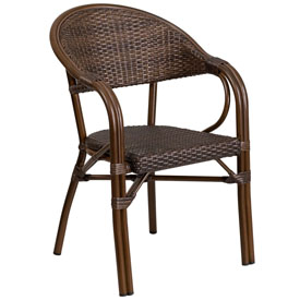 Milano Series Cocoa Rattan Restaurant Patio Chair with Bamboo-Aluminum Frame, SDA-AD642003R-1-GG Milano Series Cocoa Rattan Restaurant Patio Chair with Bamboo-Aluminum Frame, SDA-AD642003R-1-GG
