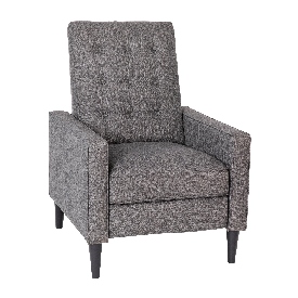 Ezra Mid-Century Modern Fabric Upholstered Button Tufted Pushback Recliner in Gray for Residential & Commercial Use