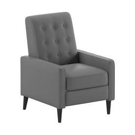 Ezra Mid-Century Modern LeatherSoft Upholstered Button Tufted Pushback Recliner in Light Gray for Residential & Commercial Use, SG-SX-80415N-LGY-GG Ezra Mid-Century Modern LeatherSoft Upholstered Button Tufted Pushback Recliner in Light Gray for Residential & Commercial Use, SG-SX-80415N-LGY-GG