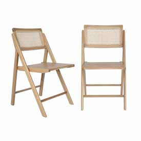 Galene Set of 2 Cane Rattan Folding Chairs with Solid Wood Frame and Seat and Ventilated Back, Perfect for Events or Additional Seating, Natural, SK-220905-NAT-GG Galene Set of 2 Cane Rattan Folding Chairs with Solid Wood Frame and Seat and Ventilated Back, Perfect for Events or Additional Seating, Natural, SK-220905-NAT-GG