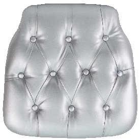 Hard Silver Tufted Vinyl Chiavari Chair Cushion, SZ-TUFT-SIL-GG