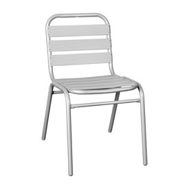 Lila Commercial Silver Metal Indoor-Outdoor Restaurant Stack Chair with Metal Triple Slat Back, TLH-015C-GG Lila Commercial Silver Metal Indoor-Outdoor Restaurant Stack Chair with Metal Triple Slat Back, TLH-015C-GG