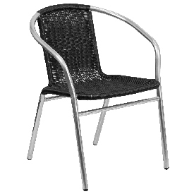 Commercial Aluminum and Black Rattan Indoor-Outdoor Restaurant Stack Chair, TLH-020-BK-GG Commercial Aluminum and Black Rattan Indoor-Outdoor Restaurant Stack Chair, TLH-020-BK-GG