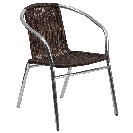 Commercial Aluminum and Dark Brown Rattan Indoor-Outdoor Restaurant Stack Chair, TLH-020-GG Commercial Aluminum and Dark Brown Rattan Indoor-Outdoor Restaurant Stack Chair, TLH-020-GG