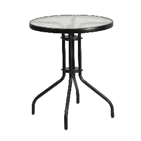 23.75'' Round Tempered Glass Metal Table, TLH-070-1-GG