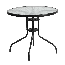 31.5'' Round Tempered Glass Metal Table, TLH-070-2-GG