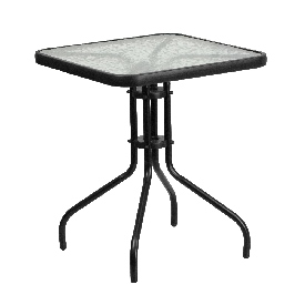 23.5'' Square Tempered Glass Metal Table, TLH-073A-1-GG