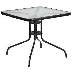 31.5'' Square Tempered Glass Metal Table, TLH-073A-2-GG