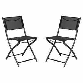 Brazos Set of 2 Commercial Grade Indoor/Outdoor Folding Chairs with Black Flex Comfort Material Backs and Seats and Black Metal Frames, TLH-SC-097-BLK-02-GG Brazos Set of 2 Commercial Grade Indoor/Outdoor Folding Chairs with Black Flex Comfort Material Backs and Seats and Black Metal Frames, TLH-SC-097-BLK-02-GG