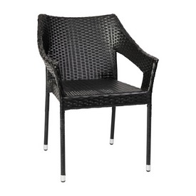 Ethan Commercial Grade Stacking Patio Chair, All Weather PE Rattan Wicker Patio Dining Chair in Black, TT-TT02-BK-GG Ethan Commercial Grade Stacking Patio Chair, All Weather PE Rattan Wicker Patio Dining Chair in Black, TT-TT02-BK-GG
