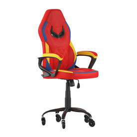 Stone Ergonomic Office Computer Chair - Adjustable Red & Yellow Designer Gaming Chair - 360 Swivel - Transparent Roller Wheels, UL-A074-RD-RLB-GG