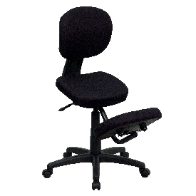 Mobile Ergonomic Kneeling Posture Task Office Chair with Back in Black Fabric, WL-1430-GG