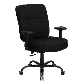 HERCULES Series Big & Tall 400 lb. Rated Black Fabric Rectangular Back Ergonomic Office Chair with Arms, WL-735SYG-BK-A-GG