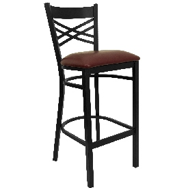 HERCULES Series Black ''X'' Back Metal Restaurant Barstool - Burgundy Vinyl Seat, XU-6F8BXBK-BAR-BURV-GG HERCULES Series Black ''X'' Back Metal Restaurant Barstool - Burgundy Vinyl Seat, XU-6F8BXBK-BAR-BURV-GG