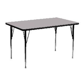 24''W x 48''L Rectangular Grey Thermal Laminate Activity Table - Standard Height Adjustable Legs, XU-A2448-REC-GY-T-A-GG 24''W x 48''L Rectangular Grey Thermal Laminate Activity Table - Standard Height Adjustable Legs, XU-A2448-REC-GY-T-A-GG