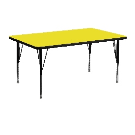 24''W x 48''L Rectangular Yellow HP Laminate Activity Table - Height Adjustable Short Legs, XU-A2448-REC-YEL-H-P-GG