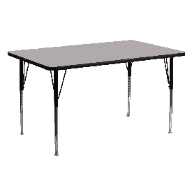 24''W x 60''L Rectangular Grey HP Laminate Activity Table - Standard Height Adjustable Legs, XU-A2460-REC-GY-H-A-GG