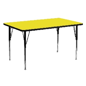 24''W x 60''L Rectangular Yellow HP Laminate Activity Table - Standard Height Adjustable Legs, XU-A2460-REC-YEL-H-A-GG