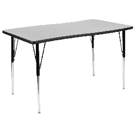 28"W x 47.5"L Rectangular Wave Flexible Collaborative Grey Thermal Laminate Activity Table - Standard Height Adjustable Legs, XU-A3048-CON-GY-T-A-GG 28"W x 47.5"L Rectangular Wave Flexible Collaborative Grey Thermal Laminate Activity Table - Standard Height Adjustable Legs, XU-A3048-CON-GY-T-A-GG