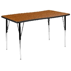 28"W x 47.5"L Rectangular Wave Flexible Collaborative Oak Finish Laminate Activity Table - Standard Height Adjustable Legs, XU-A3048-CON-OAK-T-A-GG 28"W x 47.5"L Rectangular Wave Flexible Collaborative Oak Finish Laminate Activity Table - Standard Height Adjustable Legs, XU-A3048-CON-OAK-T-A-GG