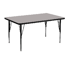30''W x 48''L Rectangular Grey HP Laminate Activity Table - Height Adjustable Short Legs, XU-A3048-REC-GY-H-P-GG