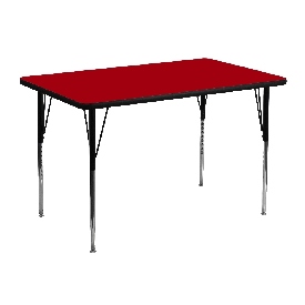 30''W x 48''L Rectangular Red Thermal Laminate Activity Table - Standard Height Adjustable Legs, XU-A3048-REC-RED-T-A-GG