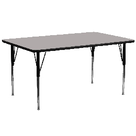 30''W x 72''L Rectangular Grey HP Laminate Activity Table - Standard Height Adjustable Legs, XU-A3072-REC-GY-H-A-GG
