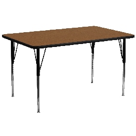 30''W x 72''L Rectangular Oak HP Laminate Activity Table - Standard Height Adjustable Legs, XU-A3072-REC-OAK-H-A-GG
