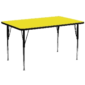 30''W x 72''L Rectangular Yellow HP Laminate Activity Table - Standard Height Adjustable Legs, XU-A3072-REC-YEL-H-A-GG