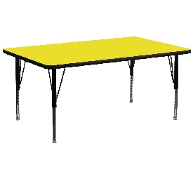 30''W x 72''L Rectangular Yellow HP Laminate Activity Table - Height Adjustable Short Legs, XU-A3072-REC-YEL-H-P-GG
