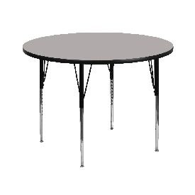 42'' Round Grey HP Laminate Activity Table - Standard Height Adjustable Legs, XU-A42-RND-GY-H-A-GG