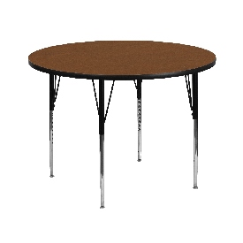 42'' Round Oak HP Laminate Activity Table - Standard Height Adjustable Legs, XU-A42-RND-OAK-H-A-GG