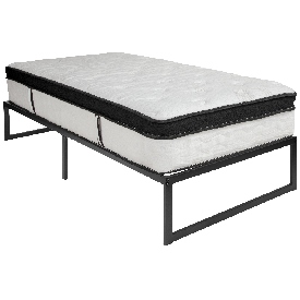 14 Inch Metal Platform Bed Frame with 12 Inch Memory Foam Pocket Spring Mattress in a Box (No Box Spring Required) - Twin, XU-BD10001-12MFM-T-GG 14 Inch Metal Platform Bed Frame with 12 Inch Memory Foam Pocket Spring Mattress in a Box (No Box Spring Required) - Twin, XU-BD10001-12MFM-T-GG