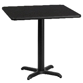 24'' Square Black Laminate Table Top with 22'' x 22'' Table Height Base, XU-BLKTB-2424-T2222-GG