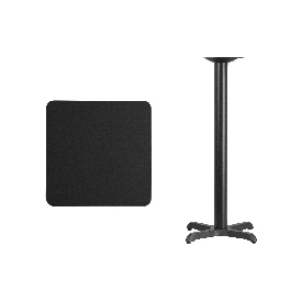24'' Square Black Laminate Table Top with 22'' x 22'' Bar Height Table Base, XU-BLKTB-2424-T2222B-GG