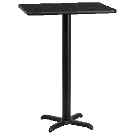 24'' x 30'' Rectangular Black Laminate Table Top with 22'' x 22'' Bar Height Table Base, XU-BLKTB-2430-T2222B-GG